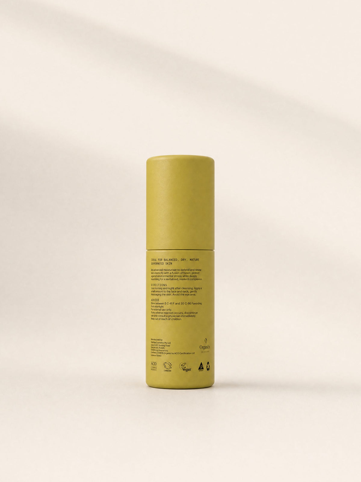 Back label of Collagen Pro+ Moisturiser with celery stem cell complex details.