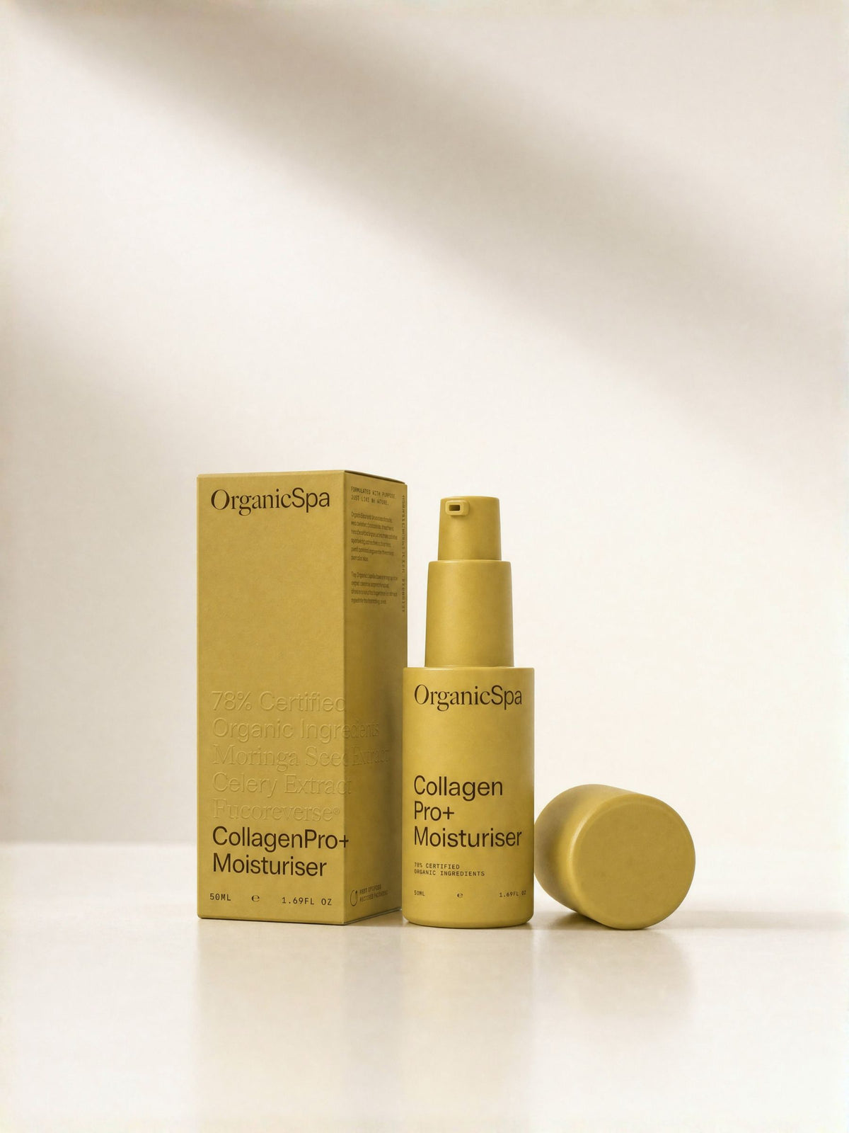 Organicsceuticals Collagen Pro+ Moisturiser jar and carton, certified organic cosmeceutical moisturiser.