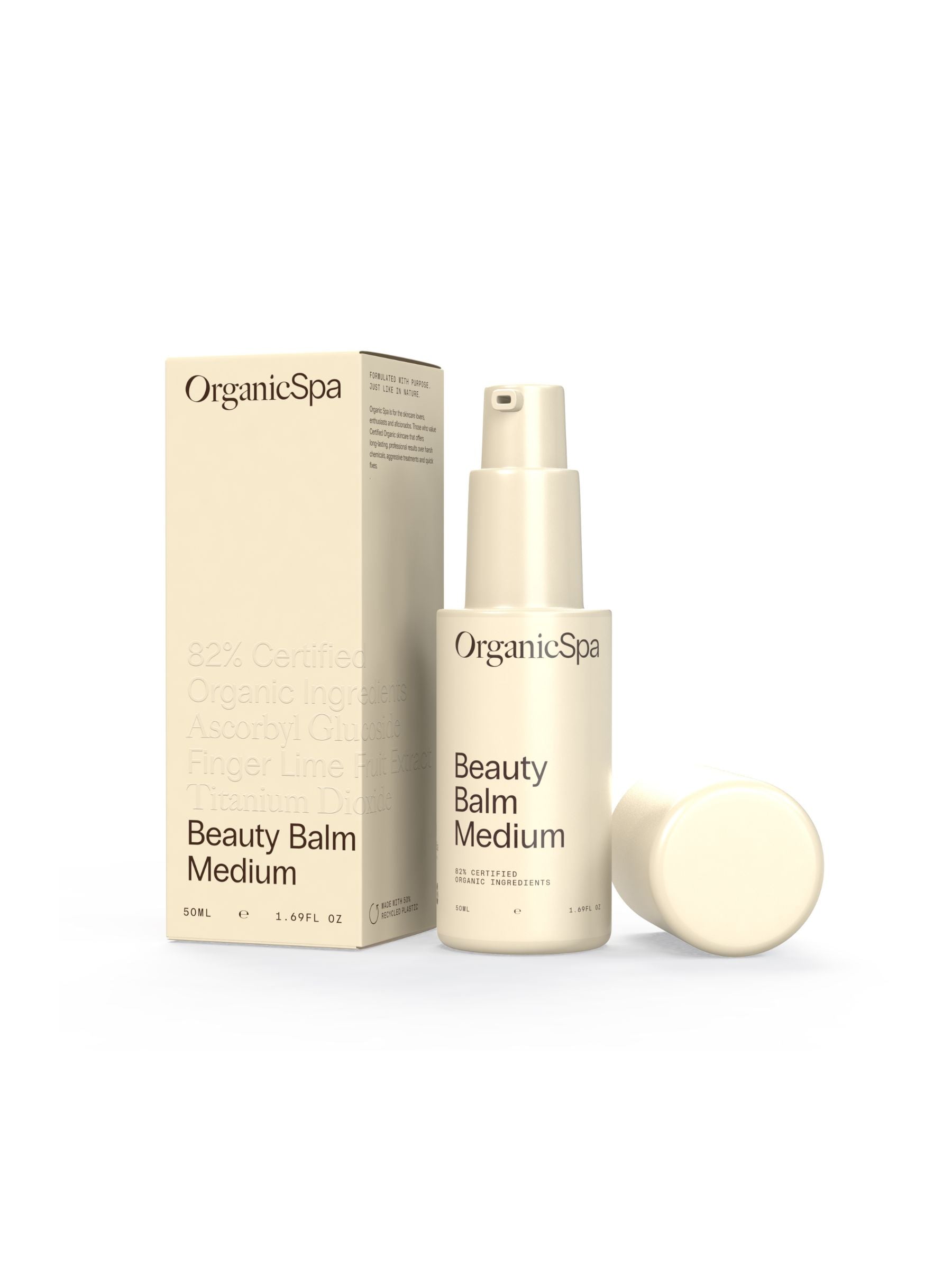 Organicspa Beauty Balm Medium tube and carton, certified organic BB cream.