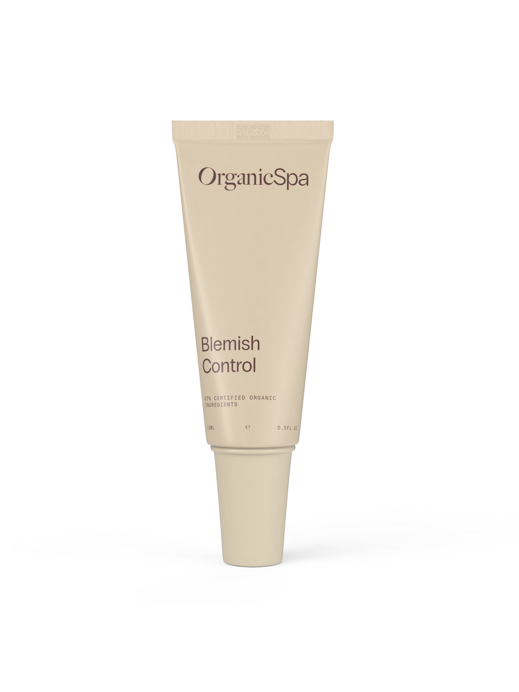 Organicspa Blemish Control front pack, certified organic spot treatment for blemish-prone skin.