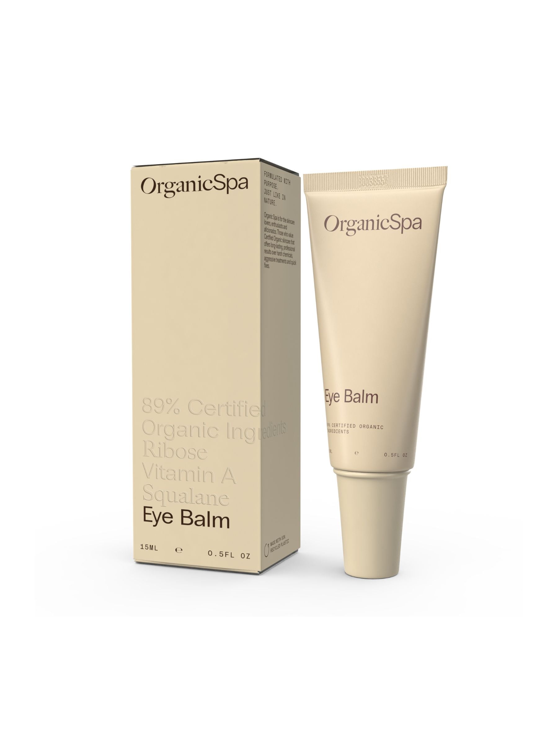 Organicspa Eye Balm jar and carton, certified organic balm for the delicate eye area.