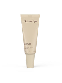 Organicspa Eye Gel front pack, certified organic cooling eye gel for tired eyes.