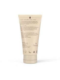 Back label of Organicspa Face Exfoliant with usage and ingredient information.