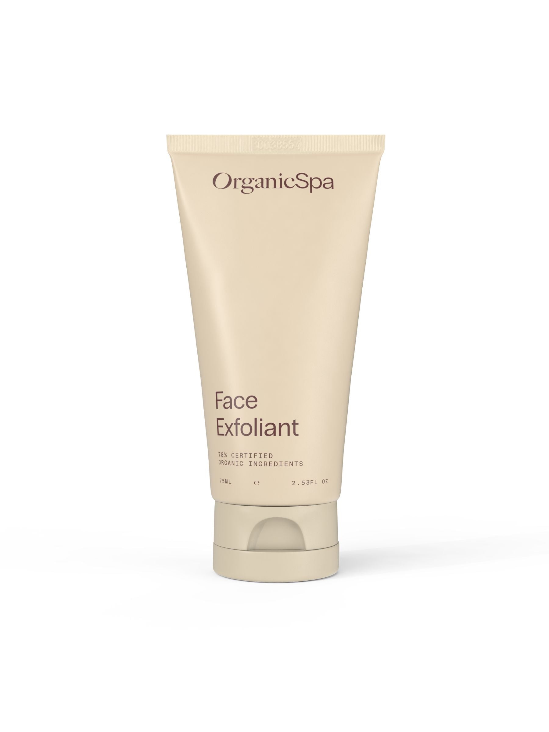 Organicspa Face Exfoliant front pack, certified organic cream facial exfoliant made in Australia.