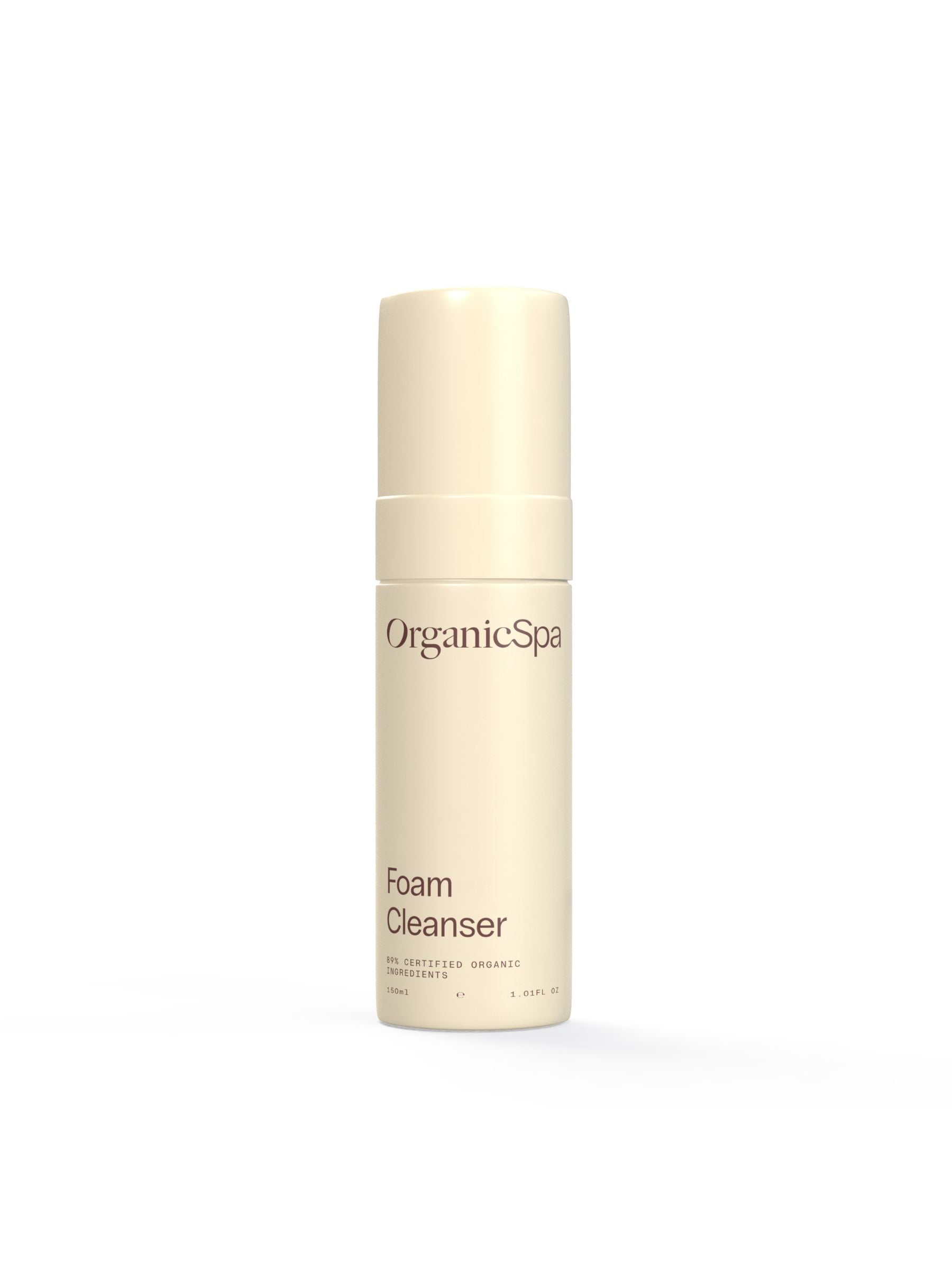 Organicspa Foam Cleanser front pack, certified organic facial cleanser made in Australia, vegan and cruelty free.