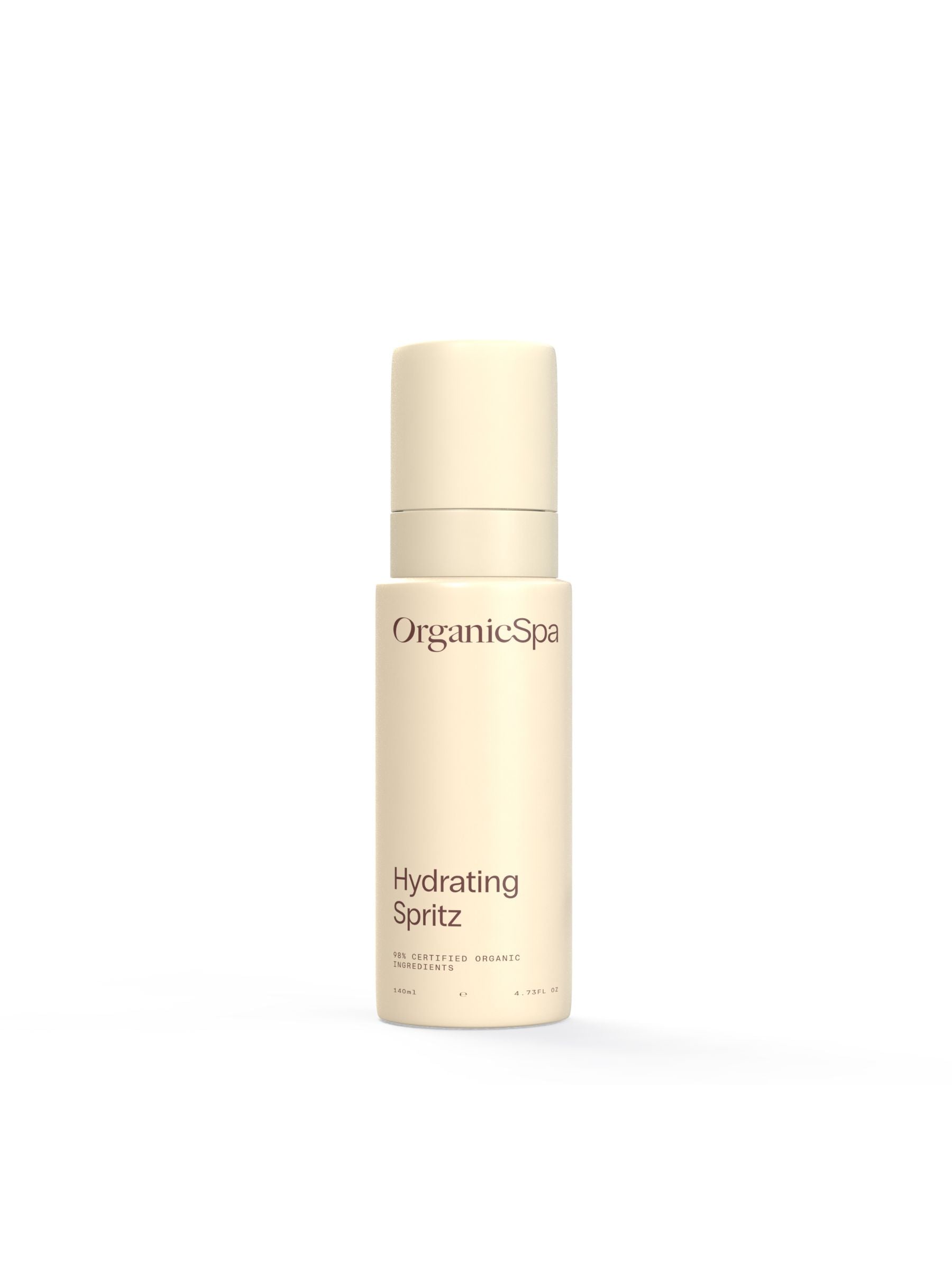 Organicspa Hydrating Spritz front pack, certified organic toning mist for face made in Australia.