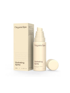 Organicspa Hydrating Spritz bottle and carton, certified organic facial mist.