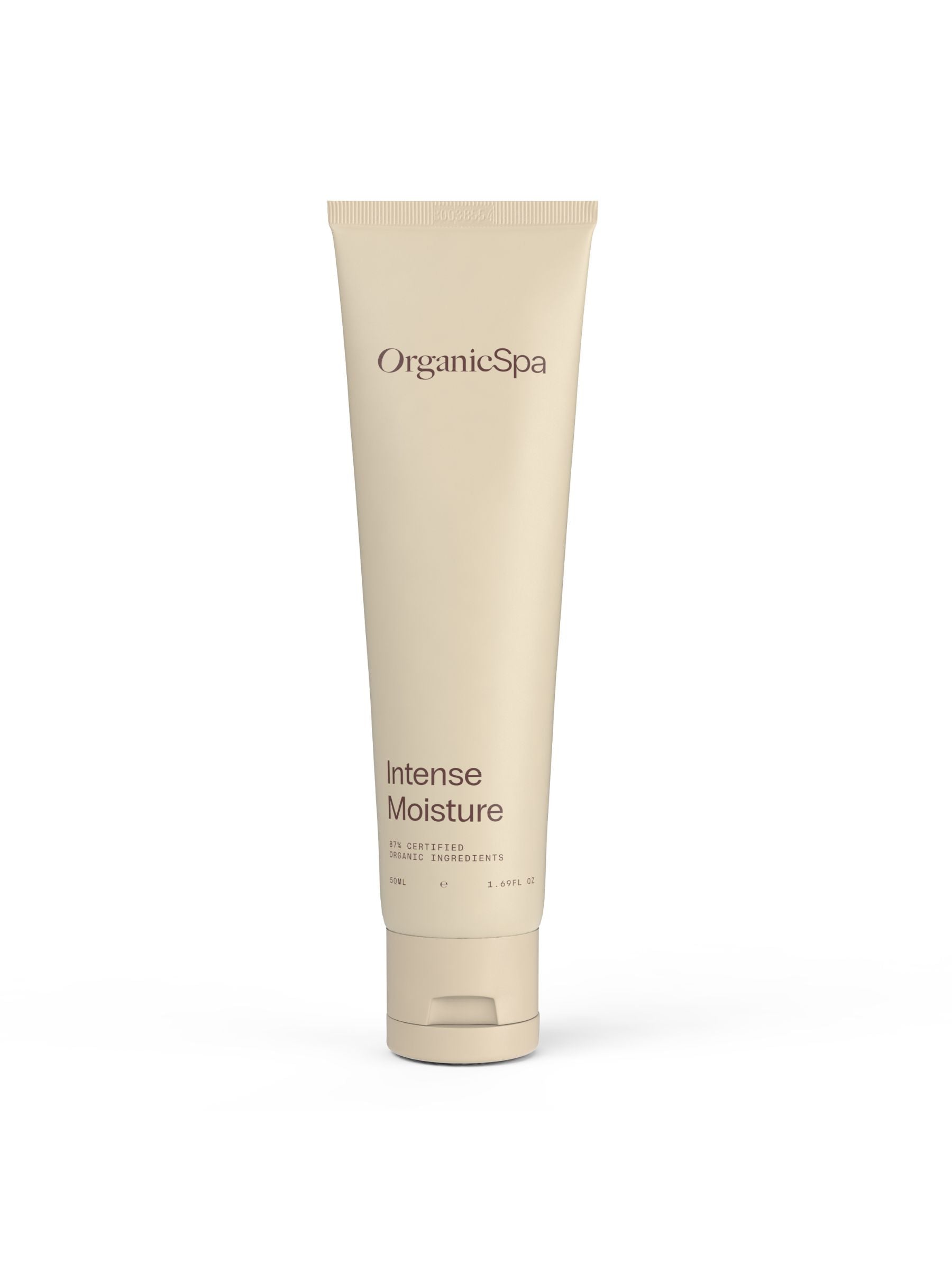 Organicspa Intense Moisture front pack, certified organic hydrating moisturiser for dehydrated skin.