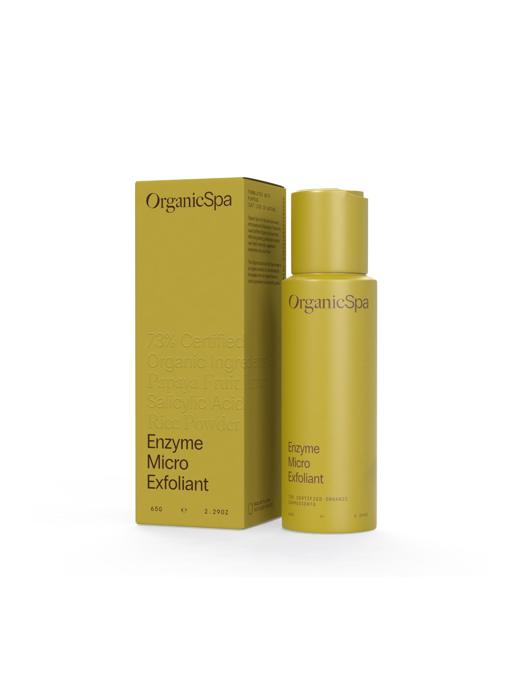 Organicsceuticals Enzyme Micro Exfoliant bottle and carton, certified organic cosmeceutical exfoliant.