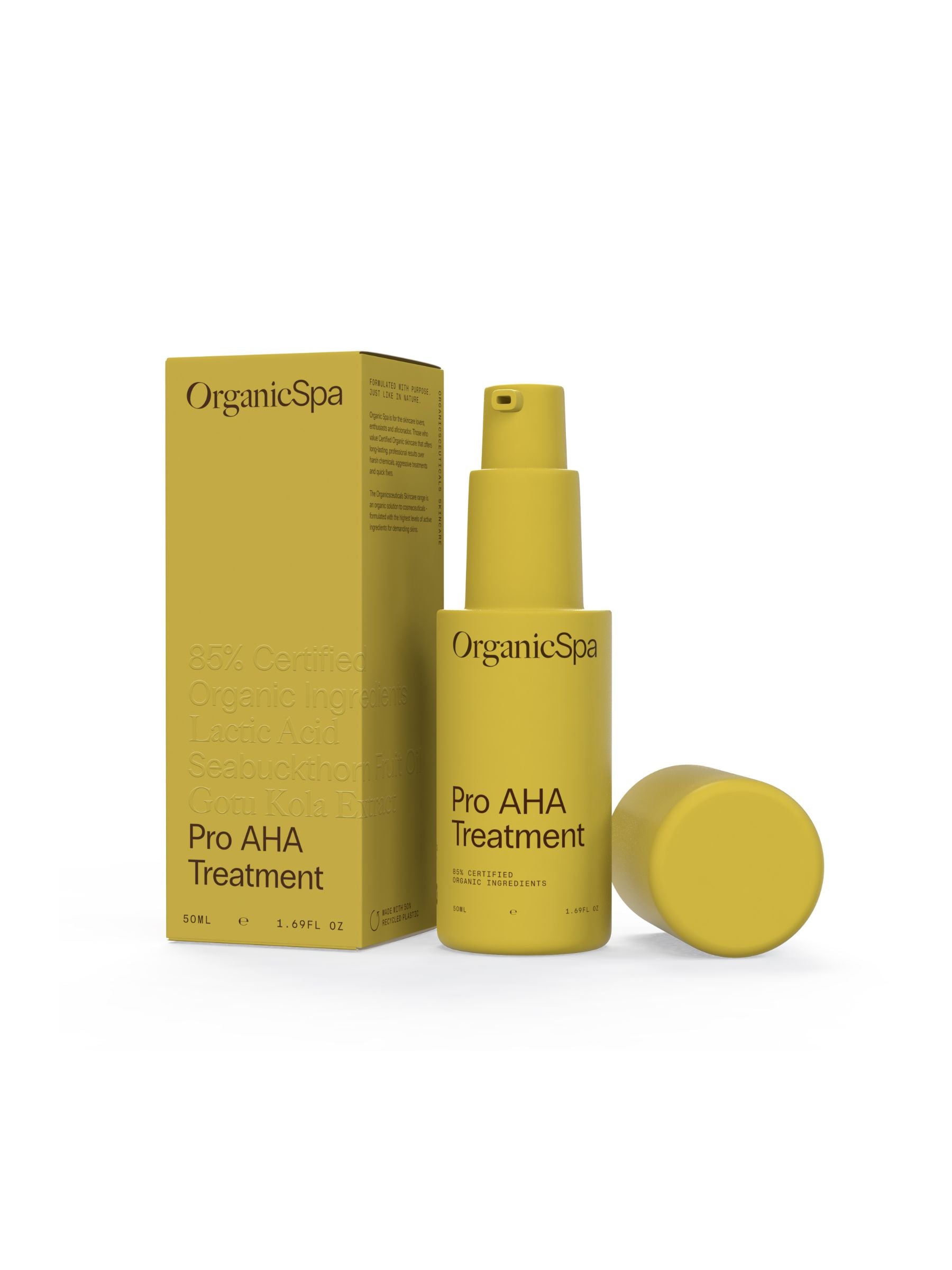 Organicsceuticals Pro AHA Treatment tube and carton, certified organic resurfacing treatment.