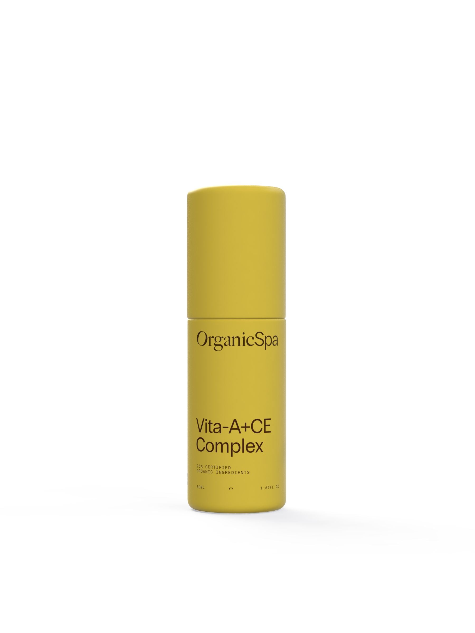 Organicspa Organicsceuticals Vita-A+CE Complex front pack, certified organic vitamin A, C and E serum.